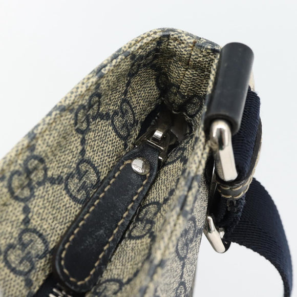 GUCCI GG Supreme Shoulder Bag PVC Navy Silver 295257 Auth 180659A