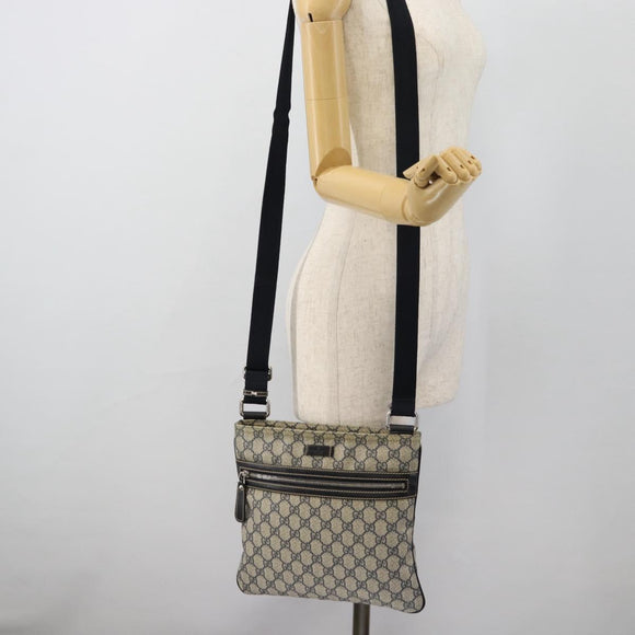 GUCCI GG Supreme Shoulder Bag PVC Navy Silver 295257 Auth 180659A