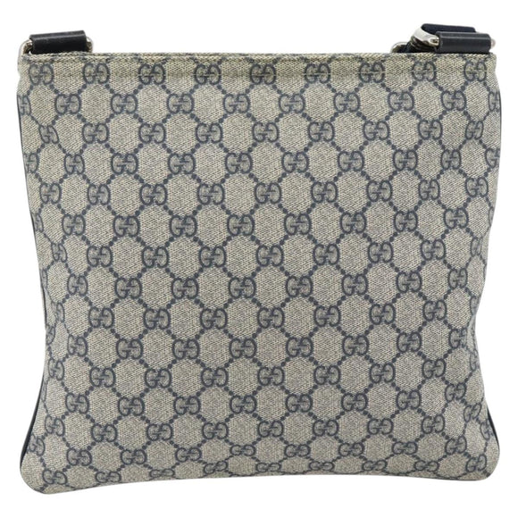 GUCCI GG Supreme Shoulder Bag PVC Navy Silver 295257 Auth 180659A