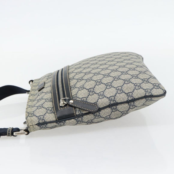 GUCCI GG Supreme Shoulder Bag PVC Navy Silver 295257 Auth 180659A