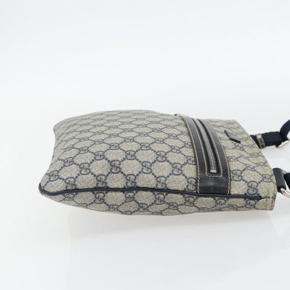 GUCCI GG Supreme Shoulder Bag PVC Navy Silver 295257 Auth 180659A