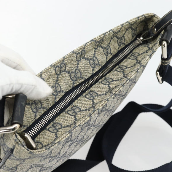 GUCCI GG Supreme Shoulder Bag PVC Navy Silver 295257 Auth 180659A