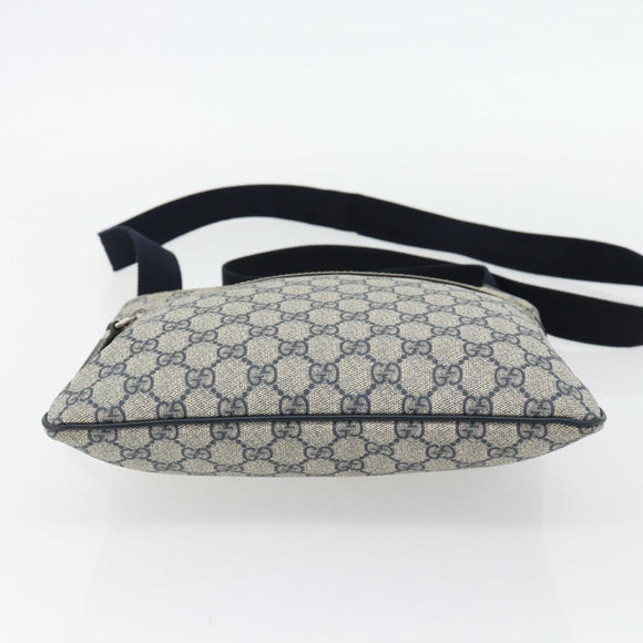 GUCCI GG Supreme Shoulder Bag PVC Navy Silver 295257 Auth 180659A