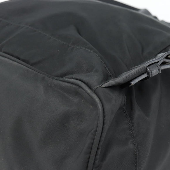 PRADA Rugzak Nylon Zwart Zilver Auth 180665A