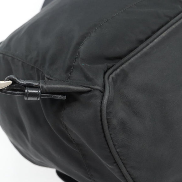 PRADA Rugzak Nylon Zwart Zilver Auth 180665A