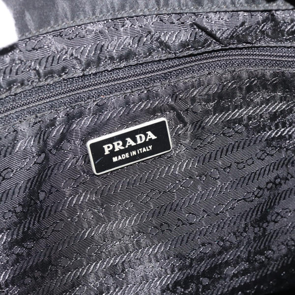 PRADA Rugzak Nylon Zwart Zilver Auth 180665A