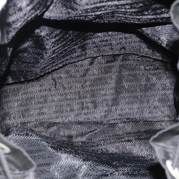 PRADA Rugzak Nylon Zwart Zilver Auth 180665A