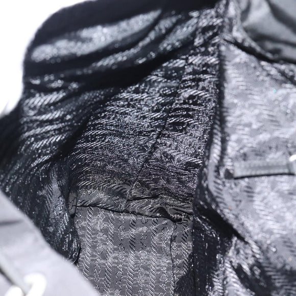 PRADA Rugzak Nylon Zwart Zilver Auth 180665A