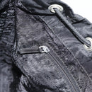PRADA Rugzak Nylon Zwart Zilver Auth 180665A-24