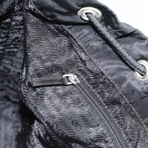 PRADA Rugzak Nylon Zwart Zilver Auth 180665A