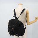 PRADA Rugzak Nylon Zwart Zilver Auth 180665A-27
