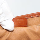 CELINE Macadam Canvas Tote Bag PVC Leather Brown Gold Auth 180666-21