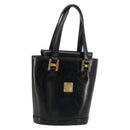 MCM Vicetos Logogram Hand Bag Leather Black Gold Auth 180670-1