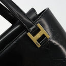 MCM Vicetos Logogram Hand Bag Leather Black Gold Auth 180670-10