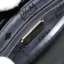 MCM Vicetos Logogram Hand Bag Leather Black Gold Auth 180670-17