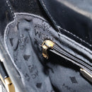MCM Vicetos Logogram Hand Bag Leather Black Gold Auth 180670-20