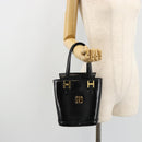 MCM Vicetos Logogram Hand Bag Leather Black Gold Auth 180670-22