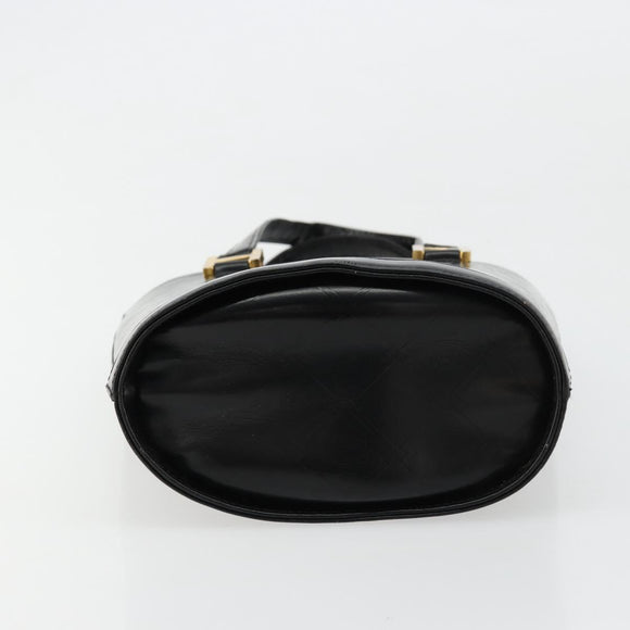 MCM Vicetos Logogram Hand Bag Leather Black Gold Auth 180670