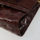 Salvatore Ferragamo Vara Ribbon Chain Bag Leather Bordeaux Gold Auth 180672-9