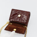 Salvatore Ferragamo Vara Ribbon Chain Bag Leather Bordeaux Gold Auth 180672-10