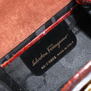 Salvatore Ferragamo Vara Ribbon Chain Bag Leather Bordeaux Gold Auth 180672-12