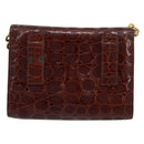 Salvatore Ferragamo Vara Ribbon Chain Bag Leather Bordeaux Gold Auth 180672-2