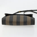 FENDI Pecan Canvas Shoulder Bag PVC Brown Black Auth 180678-5
