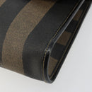 FENDI Pecan Canvas Shoulder Bag PVC Brown Black Auth 180678-15