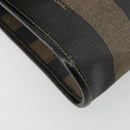 FENDI Pecan Canvas Shoulder Bag PVC Brown Black Auth 180678-16