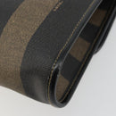 FENDI Pecan Canvas Shoulder Bag PVC Brown Black Auth 180678-17