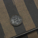 FENDI Pecan Canvas Shoulder Bag PVC Brown Black Auth 180678-18