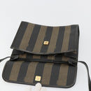 FENDI Pecan Canvas Shoulder Bag PVC Brown Black Auth 180678-19