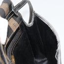 FENDI Pecan Canvas Shoulder Bag PVC Brown Black Auth 180678-21