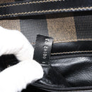 FENDI Pecan Canvas Shoulder Bag PVC Brown Black Auth 180678-12