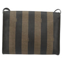 FENDI Pecan Canvas Shoulder Bag PVC Brown Black Auth 180678-2