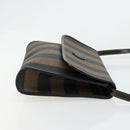 FENDI Pecan Canvas Shoulder Bag PVC Brown Black Auth 180678-3
