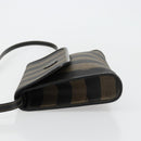 FENDI Pecan Canvas Shoulder Bag PVC Brown Black Auth 180678-4
