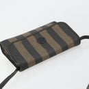 FENDI Pecan Canvas Shoulder Bag PVC Brown Black Auth 180678-6