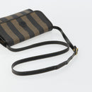 FENDI Pecan Canvas Shoulder Bag PVC Brown Black Auth 180678-7