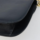 GUCCI Bamboo Chain Shoulder Bag Leather Navy Gold Auth 180679-12