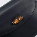GUCCI Bamboo Chain Shoulder Bag Leather Navy Gold Auth 180679-14