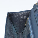 GUCCI Bamboo Chain Shoulder Bag Leather Navy Gold Auth 180679-19