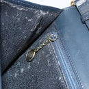 GUCCI Bamboo Chain Shoulder Bag Leather Navy Gold Auth 180679-20