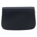 GUCCI Bamboo Chain Shoulder Bag Leather Navy Gold Auth 180679-3