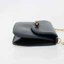 GUCCI Bamboo Chain Shoulder Bag Leather Navy Gold Auth 180679-4