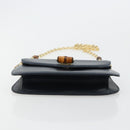 GUCCI Bamboo Chain Shoulder Bag Leather Navy Gold Auth 180679-9