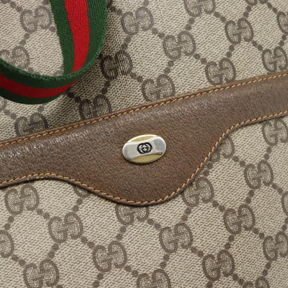 GUCCI GG Supreme Web Sherry Line Tragetasche PVC Beige Rot 39 02 003 Auth 180682