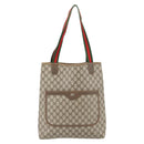 GUCCI GG Supreme Web Sherry Line Tragetasche PVC Beige Rot 39 02 003 Auth 180682-2