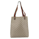 GUCCI GG Supreme Web Sherry Line Tragetasche PVC Beige Rot 39 02 003 Auth 180682-3