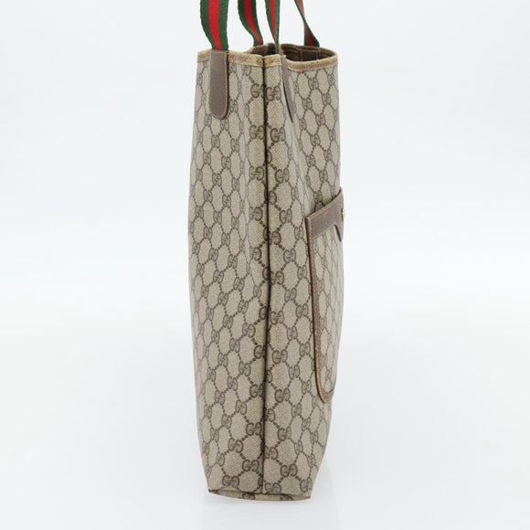 GUCCI GG Supreme Web Sherry Line Tragetasche PVC Beige Rot 39 02 003 Auth 180682